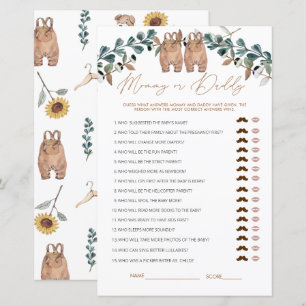 Watercolor Boho Mamma eller Baby Shower Game