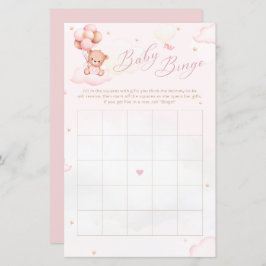 Watercolor Boho Nalle Baby Shower Bingo Game