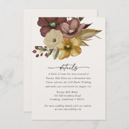 Watercolor Boho Neutral Wedding Details Card Anteckningskort