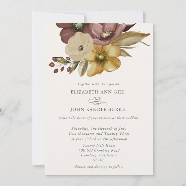 Watercolor Boho Neutral Wedding  Inbjudningar (Framsida)