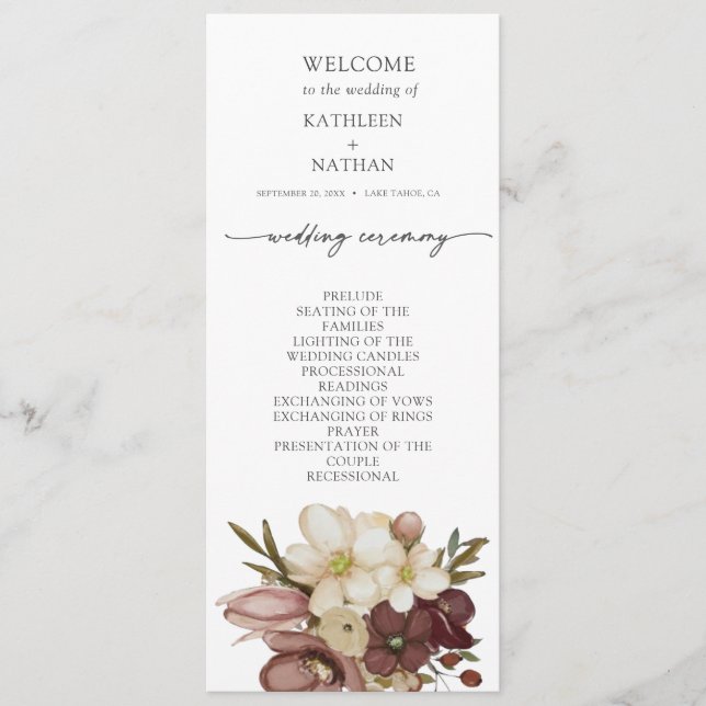 Watercolor Boho Neutral Wedding Program (Framsida)