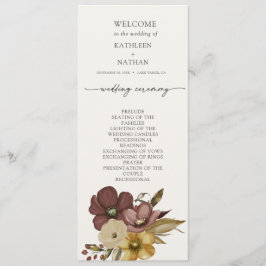Watercolor Boho Neutral Wedding Program