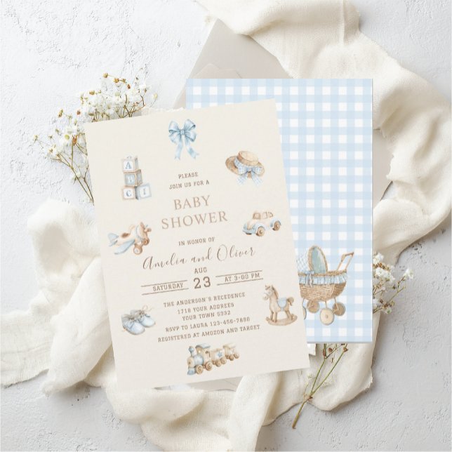 Watercolor Boho Nursery boy  baby shower Inbjudningar (Skapare uppladdad)