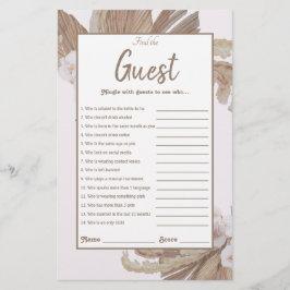 Watercolor Boho Pampas Grass Möhippa Game