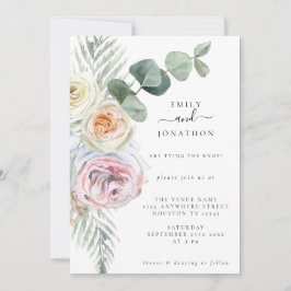 Watercolor Boho Pastel Blommigts Eucalyptus Bröllo Inbjudningar