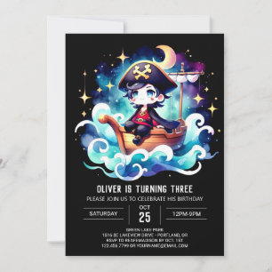 Watercolor Boho Pirat Birthday Inbjudningar