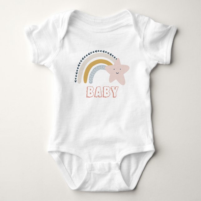 Watercolor Boho Rainbow Baby T Shirt (Framsida)