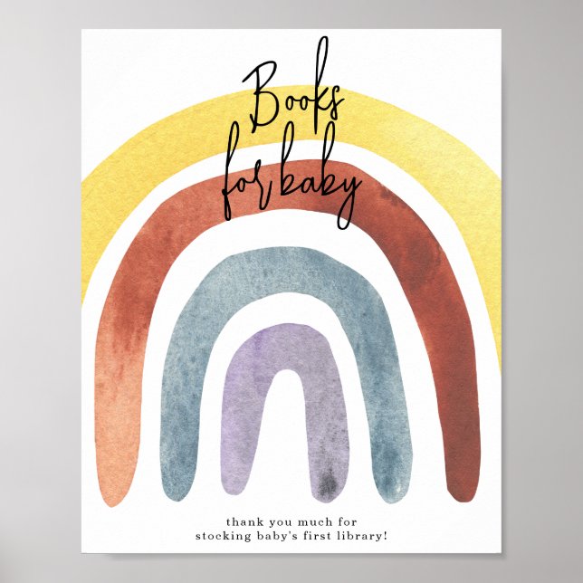 Watercolor Boho Rainbow Bokar för baby Poster (Framsidan)