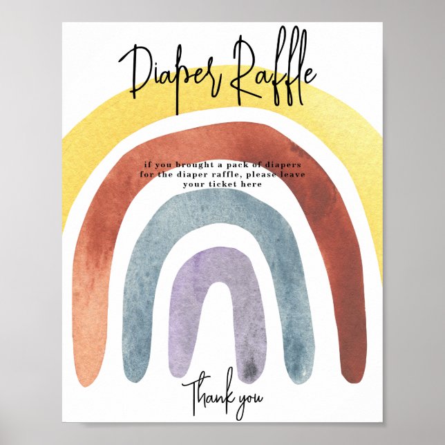 Watercolor Boho Rainbow Diaper Raffle Poster (Framsidan)