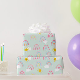 Watercolor Boho Rainbow och Sol Presentpapper