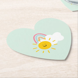 Watercolor Boho Rainbow och Sol Underlägg Papper