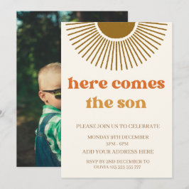 Watercolor Boho Retro här kommer solen anpassad  Inbjudningar