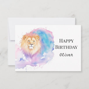 Watercolor Boho Roar Lejon Birthday Kort