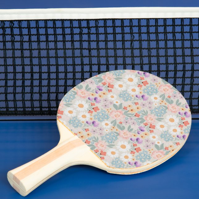 Watercolor Boho Rosa Blommigt Pingisracket (Insitu)