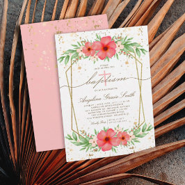 Watercolor Boho Rosa Ivory Greenery Blommigt Bapti Inbjudningar
