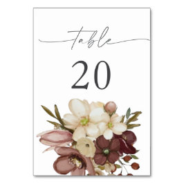 Watercolor Boho Rose &Neutral Table 20 Number Bordsnummer