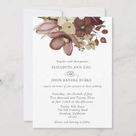 Watercolor Boho Rose & Neutral Wedding Inbjudningar