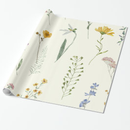 Watercolor Boho Rustic Wildflower Wrapping Paper Presentpapper