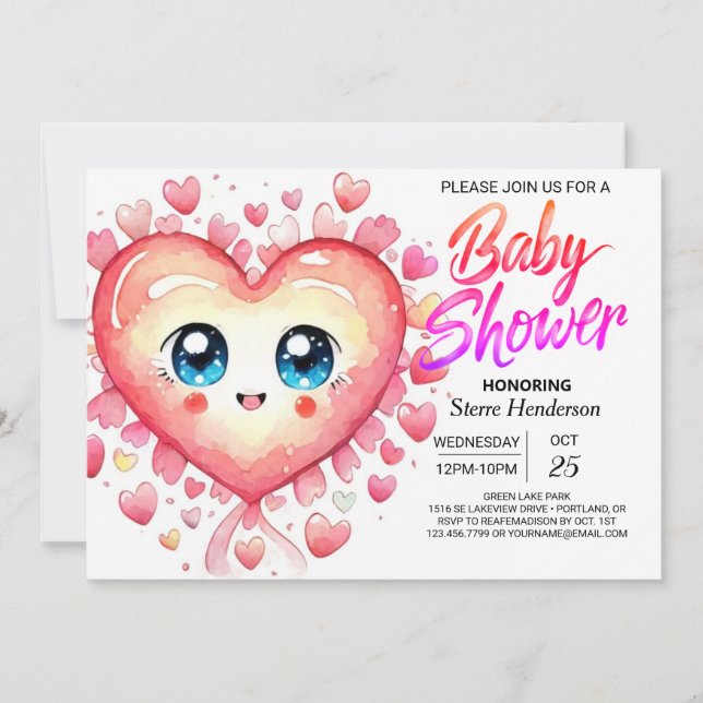 Watercolor Boho Swehoney Baby Shower Inbjudningar (Framsida)