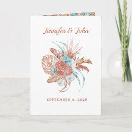 Watercolor Boho Terracotta Blommigt Autumn Bröllop Inbjudan