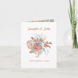 Watercolor Boho Terracotta Blommigt Autumn Bröllop Inbjudan