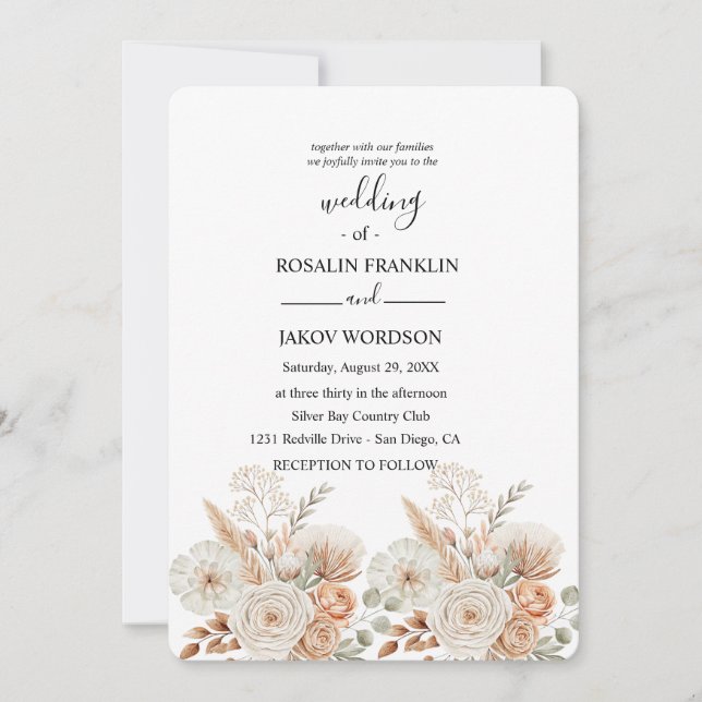 watercolor boho wedding Invitation Inbjudningar (Framsida)