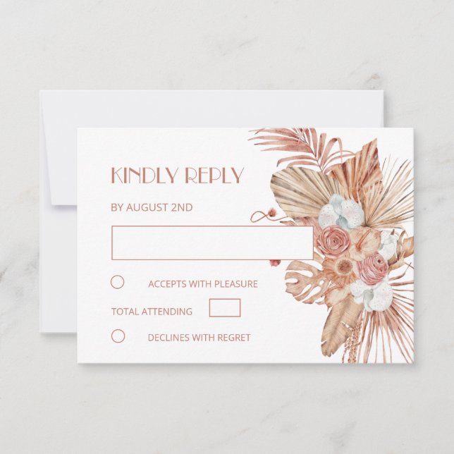Watercolor Boho Wedding OSA Kort (Framsida)