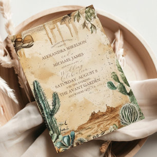 Watercolor Boho Westernare Bröllop Inbjudningar