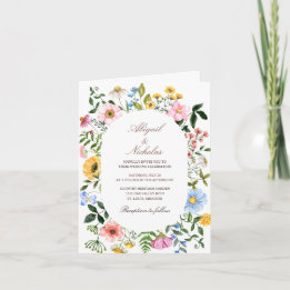 Watercolor boho wildblommed Folded Investigation Inbjudan