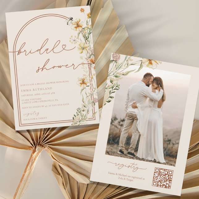 Watercolor Boho WildblommMöhippa Invati Inbjudningar (Skapare uppladdad)