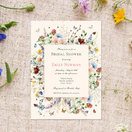 Watercolor Boho WildblomMöhippa Inbjudningar