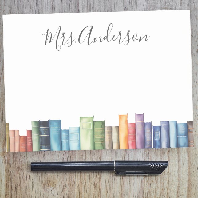 Watercolor Bokar Librarian Teacher Post-it Block (Skapare uppladdad)