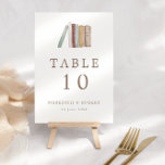 Watercolor Bokar Theme Bröllop Bordsnummer<br><div class="desc">Charming bordsnummer kort perfekt för ett bokar eller ett bibliotek-temat bröllop. Utformningen har en vattenfärgad illustration av bokar i neutraltens jordton färg. Lägg till bordsnummer och anpassa med informationen i mörken brun.</div>