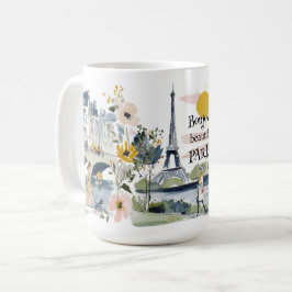 Watercolor Bonjour Beautiful Paris Kaffemugg
