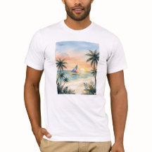 Watercolor Boracay Solnedgång Beach Filippinerna T