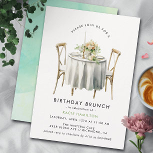 Watercolor Bord Cute Modern Birthday Brunch Inbjudningar