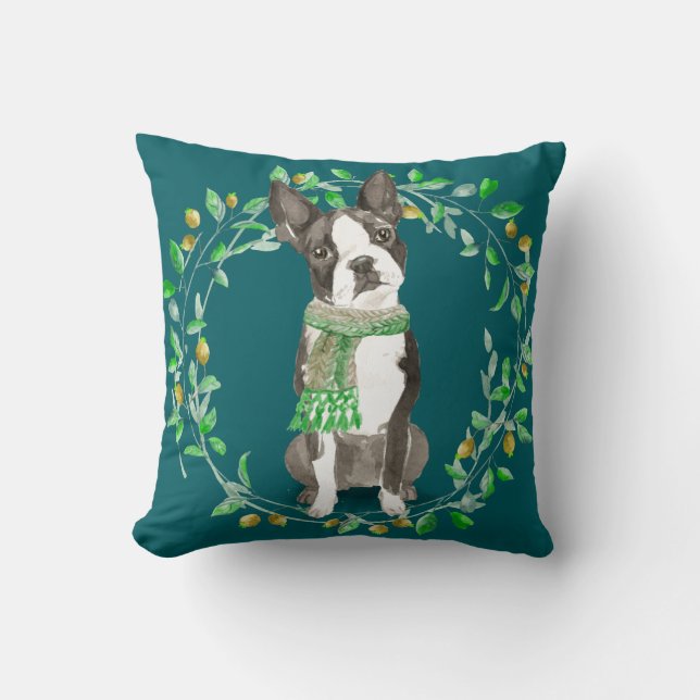 Watercolor Boston Terrier Bestie Kudde (Framsida)