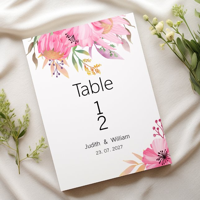 Watercolor botanical garden floral Table Numbers Inbjudningar (Watercolor botanical garden floral Table Numbers)
