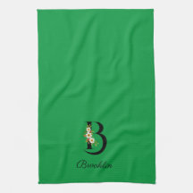 Watercolor botanical green initial monogram