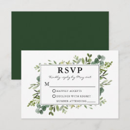 Watercolor Botanical Greenery Bröllop OSA Kort