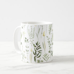 Watercolor Botanical Greenery Mönster Kaffemugg