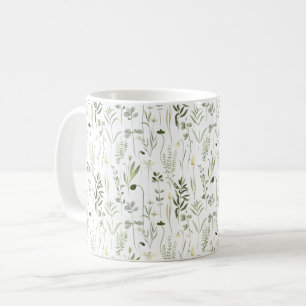 Watercolor Botanical Greenery Mönster Kaffemugg