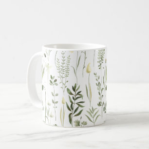 Watercolor Botanical Greenery Mönster Kaffemugg