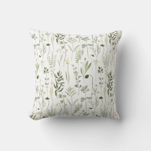 Watercolor Botanical Greenery Mönster Kudde