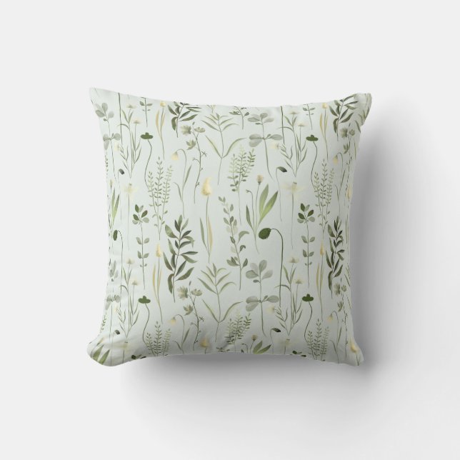 Watercolor Botanical Greenery Mönster Kudde (Framsida)
