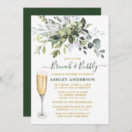 Watercolor Botanical Grey Guld Brunch BubLY Inbjudningar