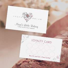 Watercolor Botanical Heart Loyalty Rewards Visitkort