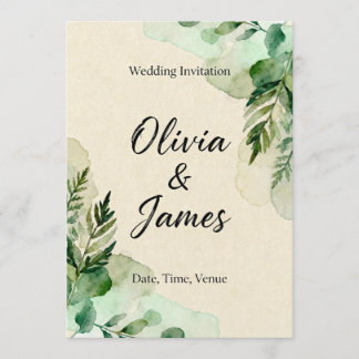 Watercolor Botanical Leaves Invitation Inbjudningar