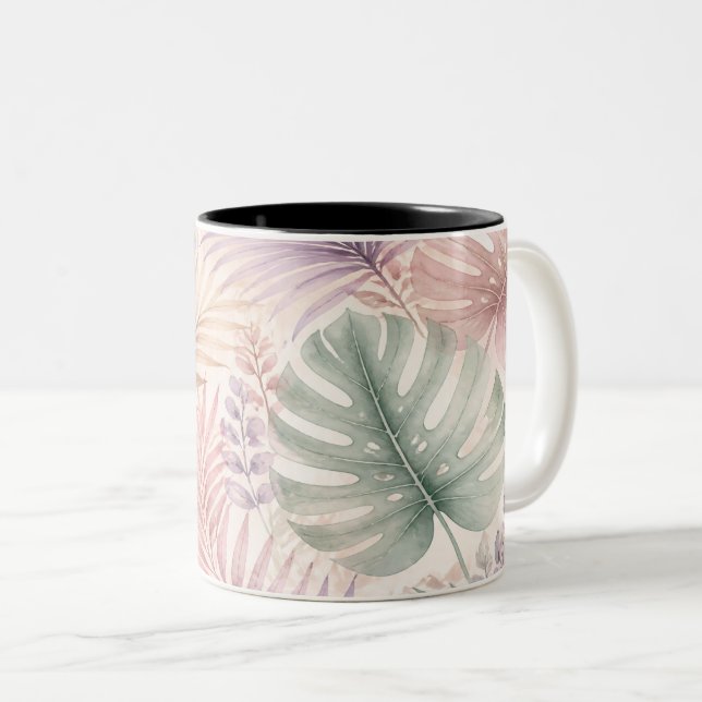 Watercolor Botanical Leaves Mug Två-Tonad Mugg (Framsida höger)