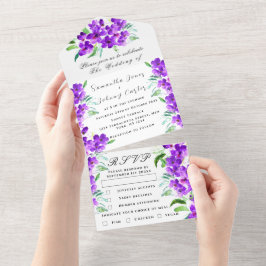 Watercolor Botanical Lilac Lila Blommigt Bröllop